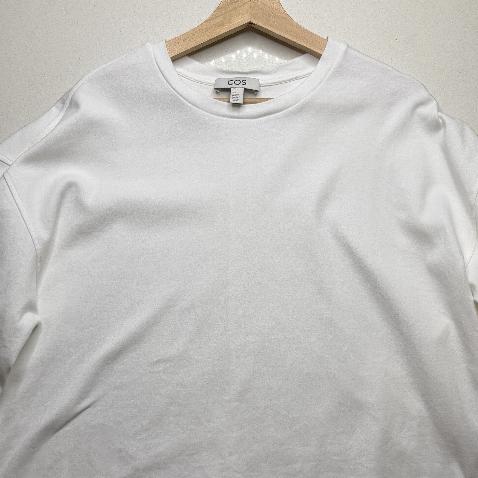 Cos T-Shirt White Boxy Cropped T-Shirt Blouse Women’s Size L Oversized — image 3 of 8